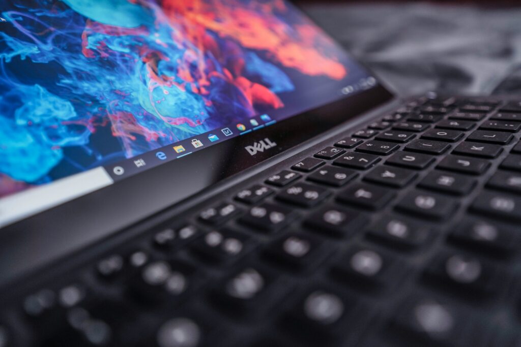 Dell XPS 16 screen showing vivid colors and desktop UI 