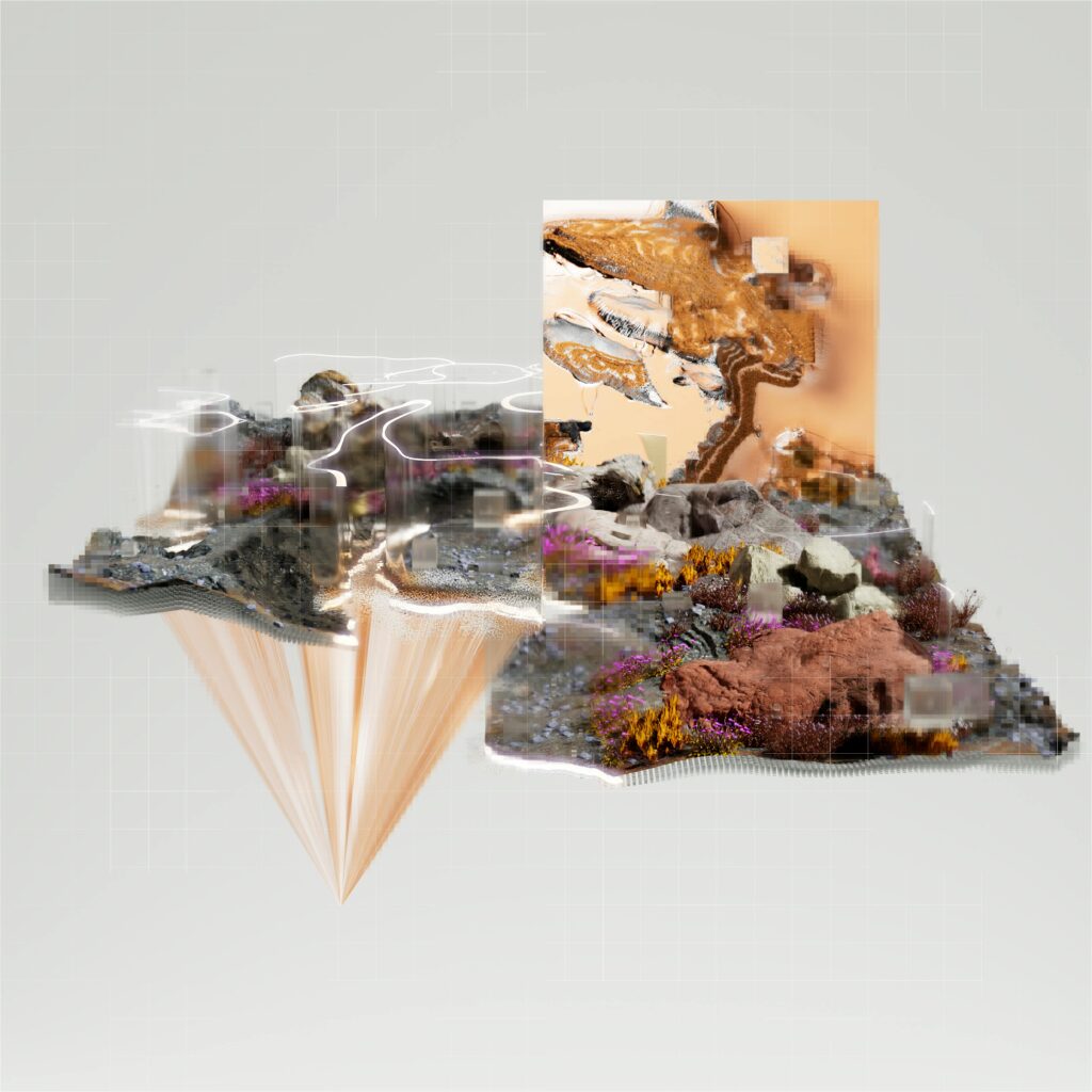 Digital 3D landscape art symbolizing creative work on powerful desktop machines